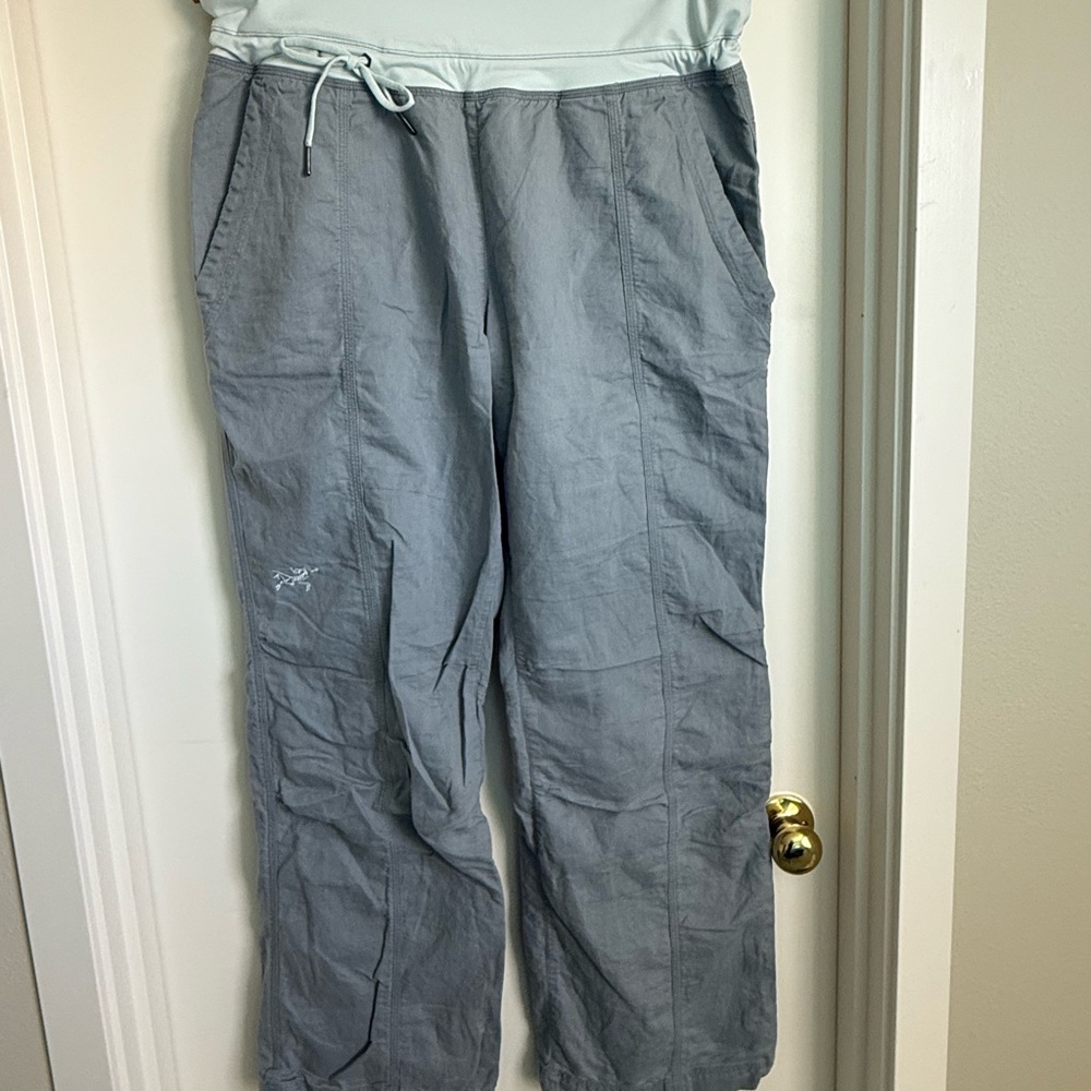 Arc'teryx Gray Linen Pants Lightweight Relaxed Fit Wide Leg